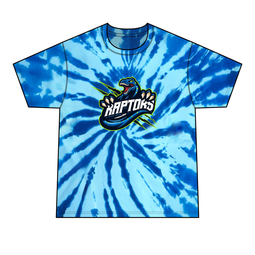 Raptors Tie-Dye T‑Shirt — Mens Black Spiral Logo Tee