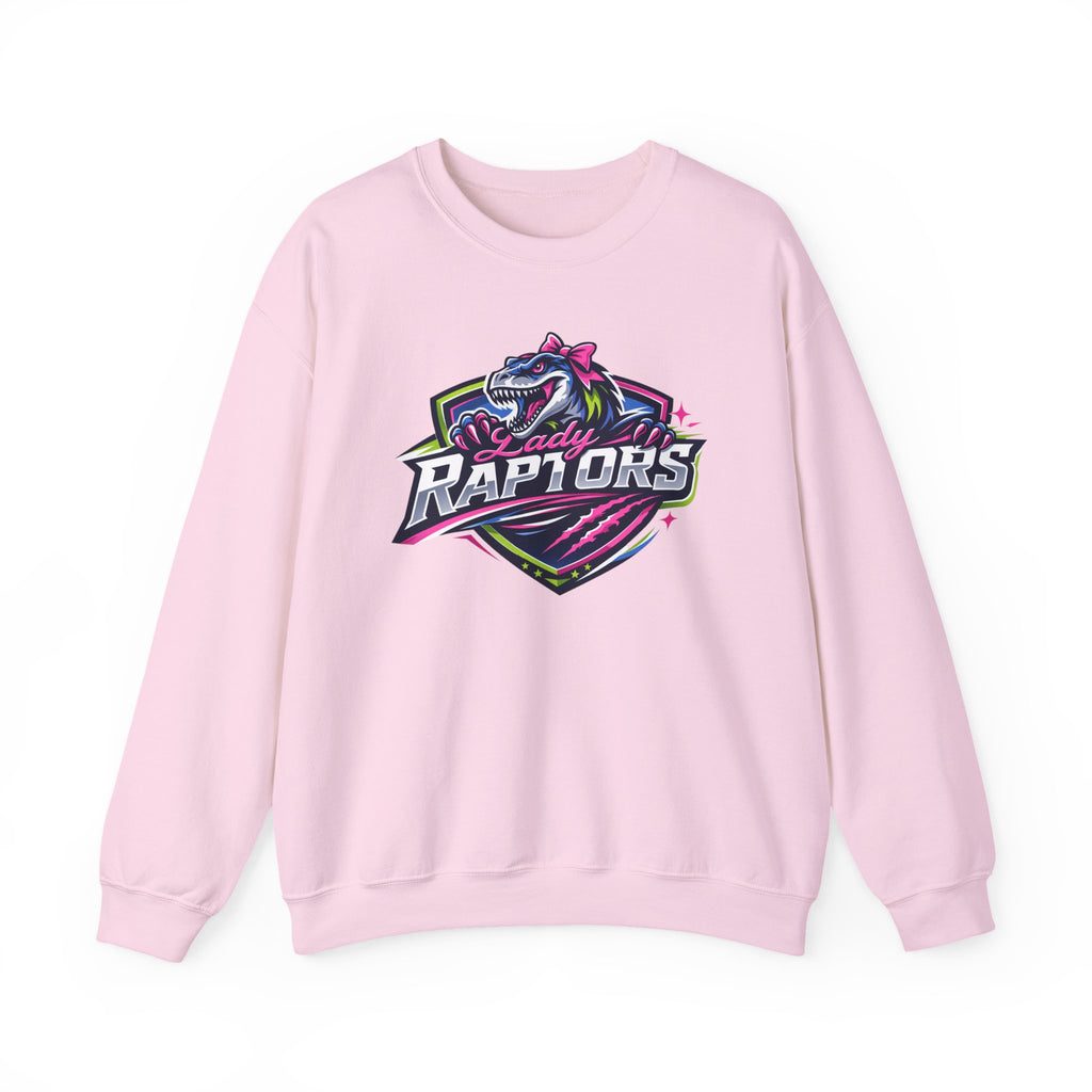 Lady Raptors Crewneck Sweatshirt — Neon Dinosaur Sports Logo