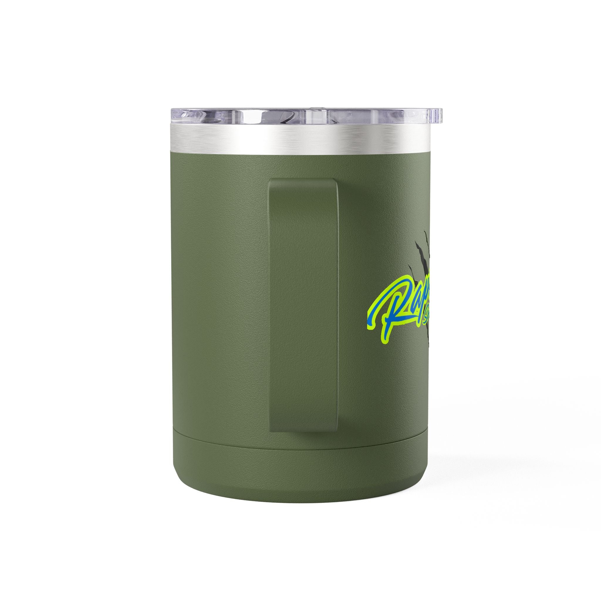 15oz Insulated Travel Mug Tumbler with Neon Palm Design