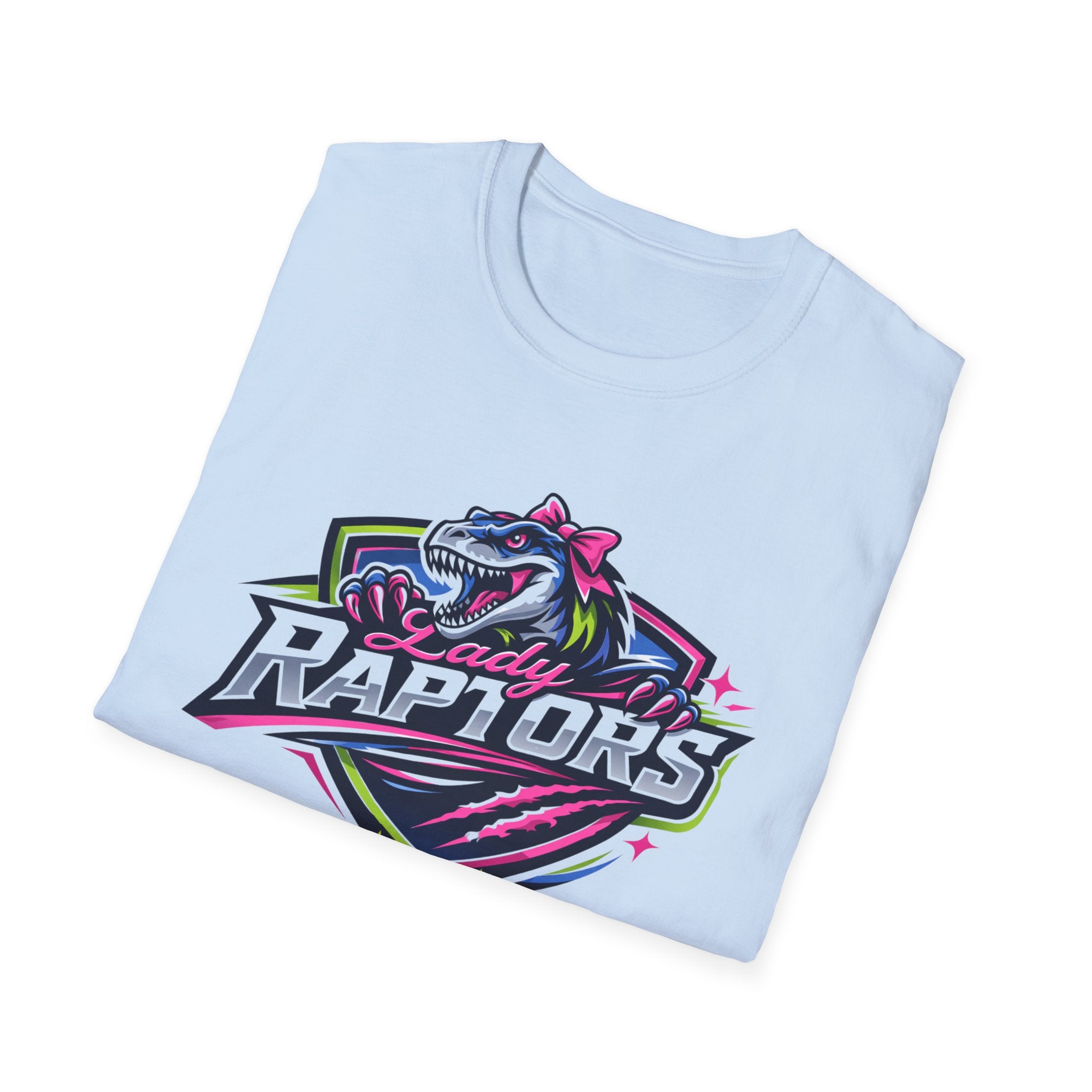 LADY Raptors Mascot T‑Shirt — Bold Neon Sports Logo Tee