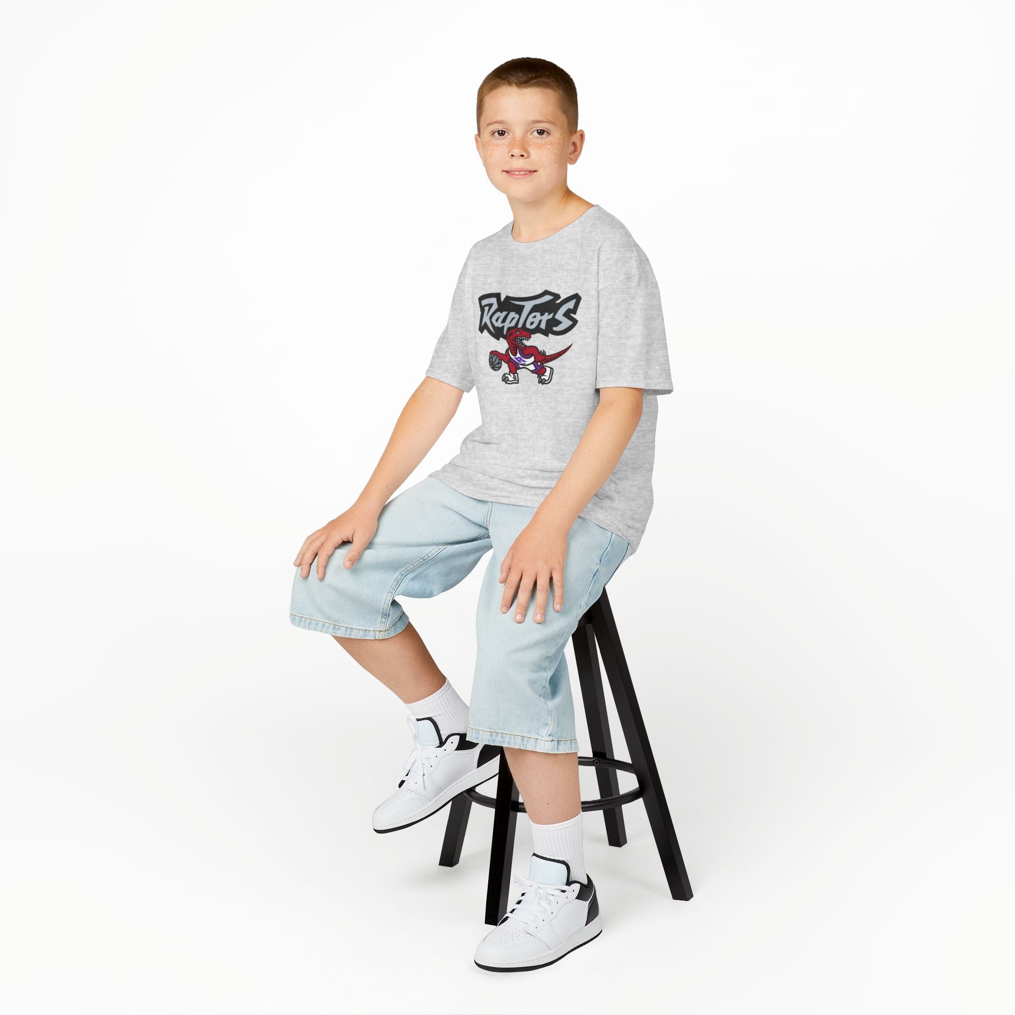 Kids Raptors Basketball T‑Shirt — Youth Dino Mascot Sport Tee