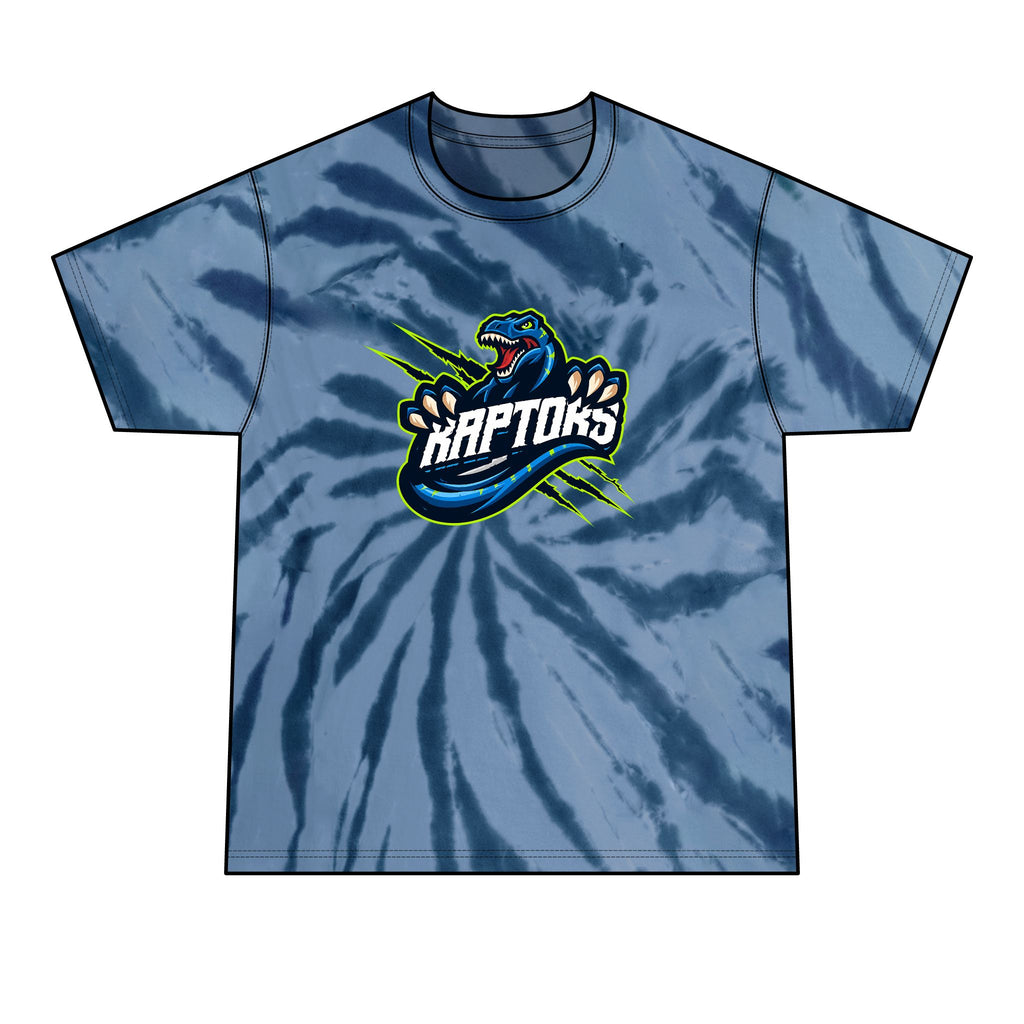 Raptors Tie-Dye T‑Shirt — Mens Black Spiral Logo Tee