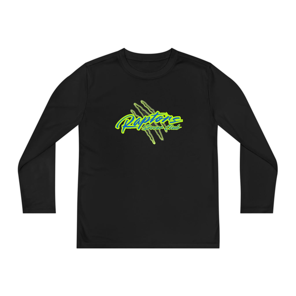 Youth Long Sleeve Tee - "Raptors Club" Neon Script with Claw Marks