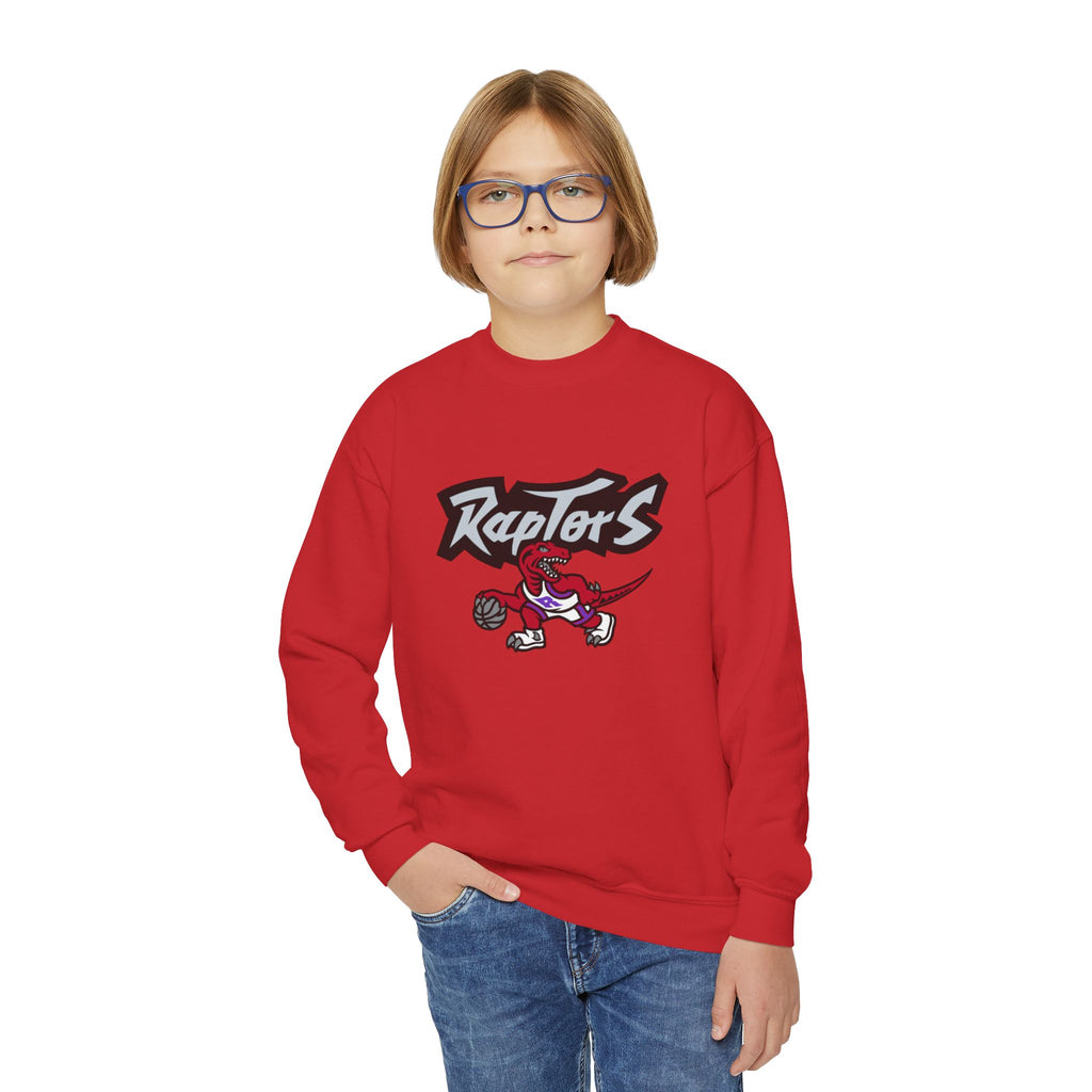 Raptors Youth Crewneck Sweatshirt — Kids Basketball Team Logo Pullover