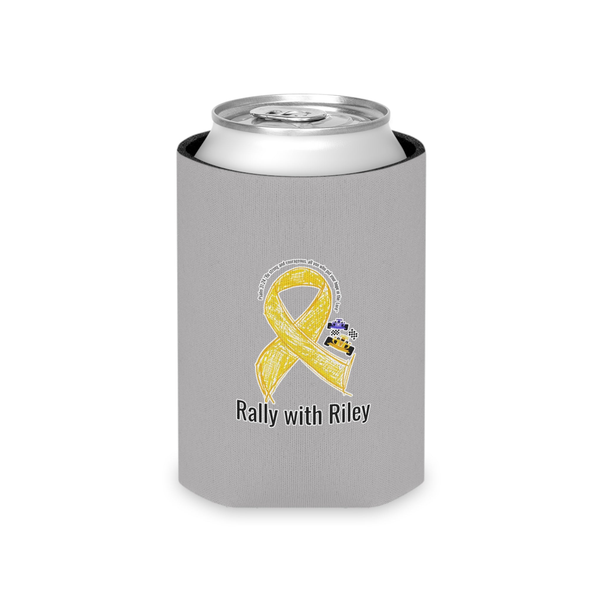 Can Cooler — "Rally with Riley" Yellow Ribbon Soccer Club Koozie