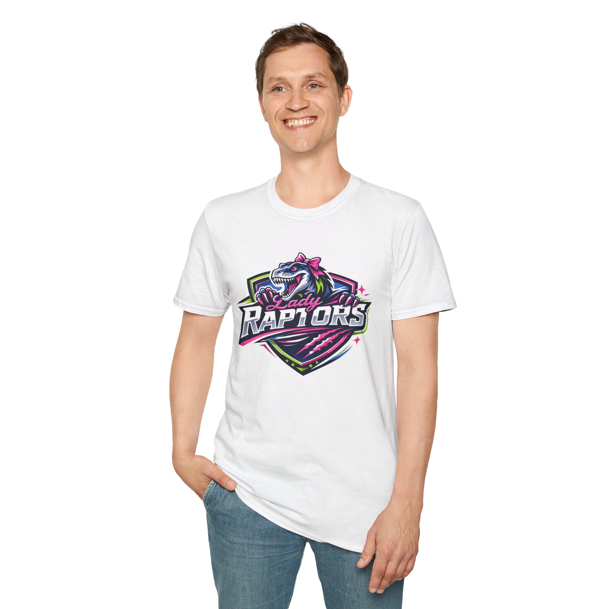 LADY Raptors Mascot T‑Shirt — Bold Neon Sports Logo Tee