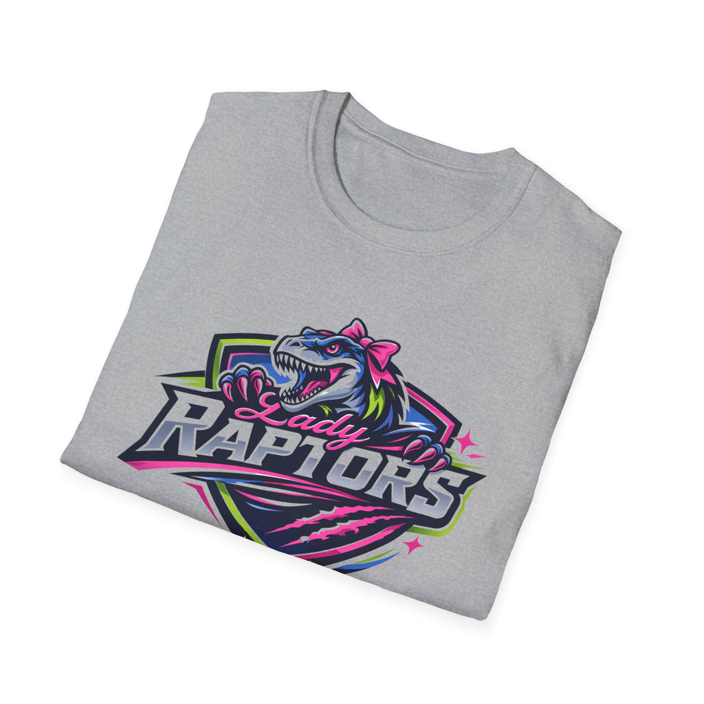 LADY Raptors Mascot T‑Shirt — Bold Neon Sports Logo Tee