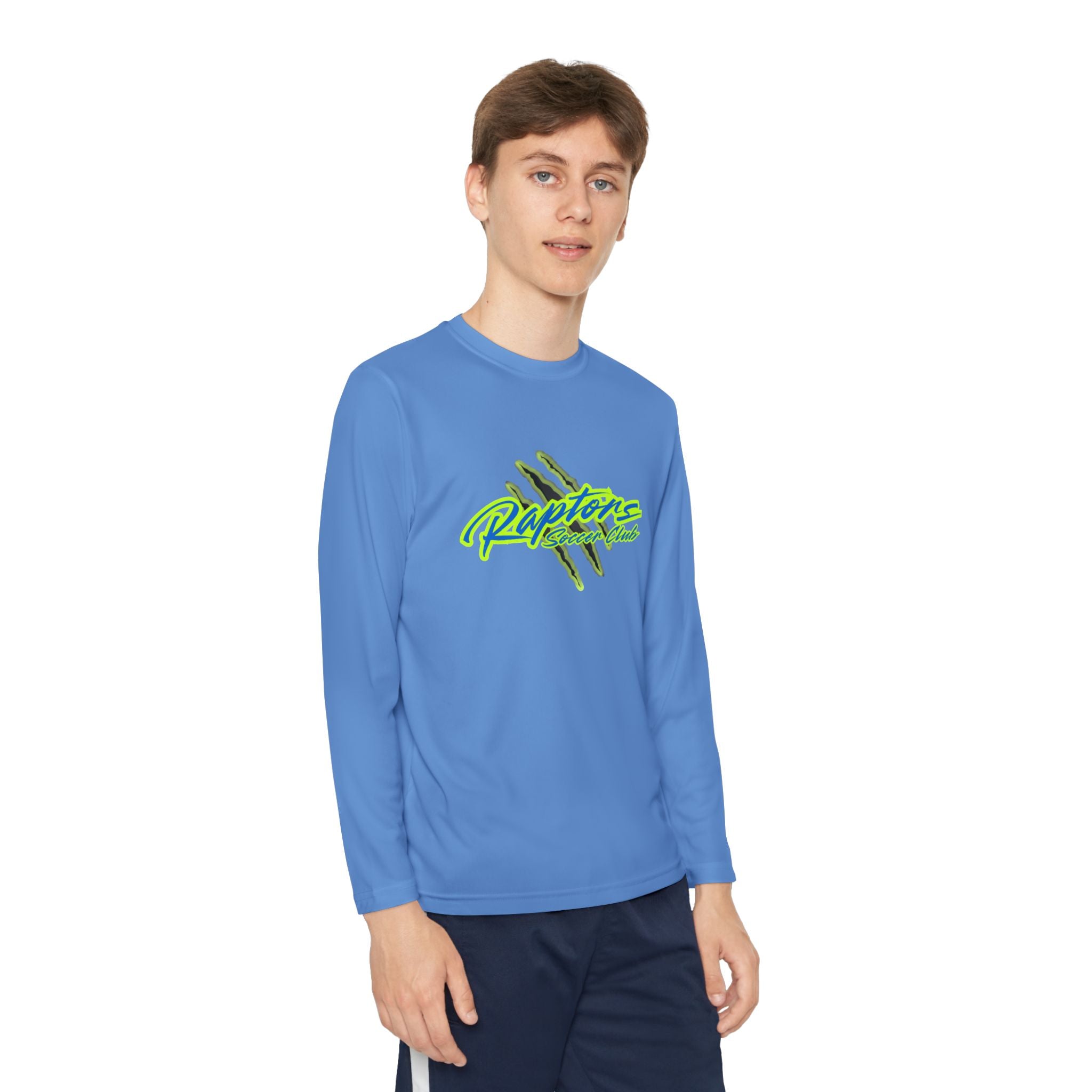 Youth Long Sleeve Tee - "Raptors Club" Neon Script with Claw Marks