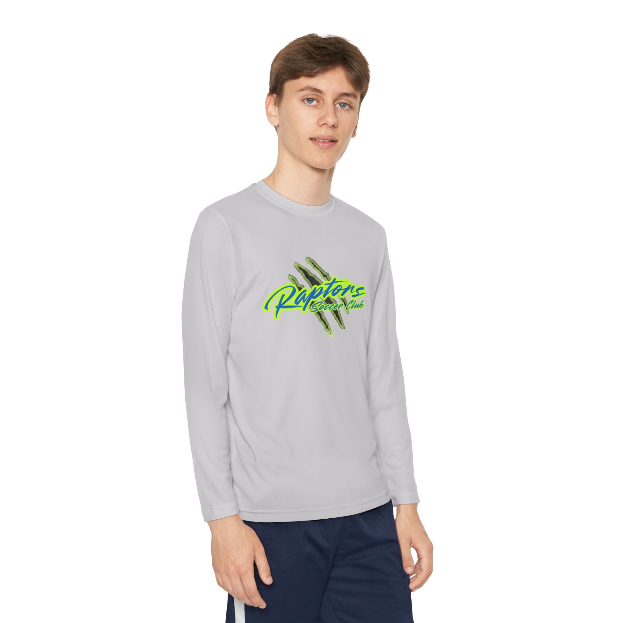 Youth Long Sleeve Tee - "Raptors Club" Neon Script with Claw Marks
