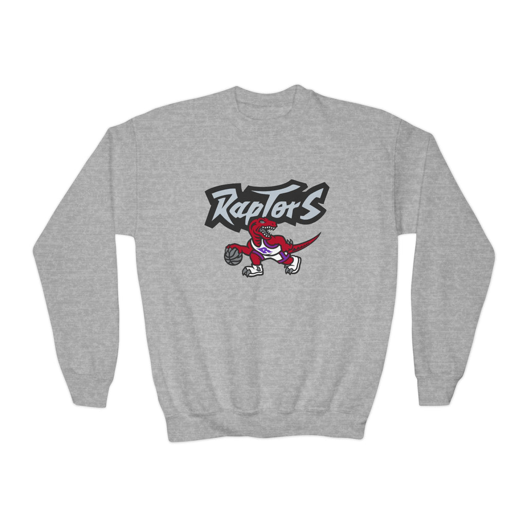 Raptors Youth Crewneck Sweatshirt — Kids Basketball Team Logo Pullover