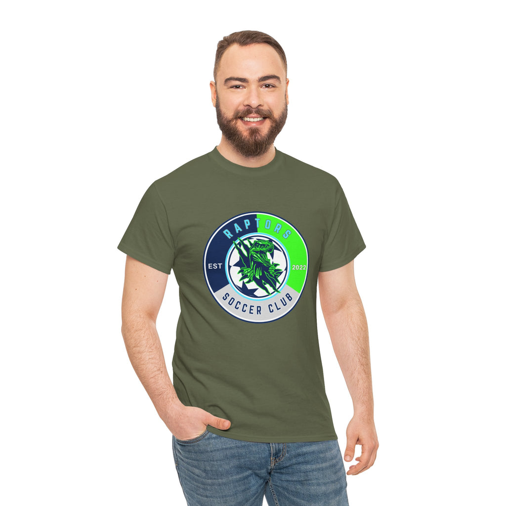 Raptors Soccer Club Logo Tee — Est. 2027 Neon Green & Blue