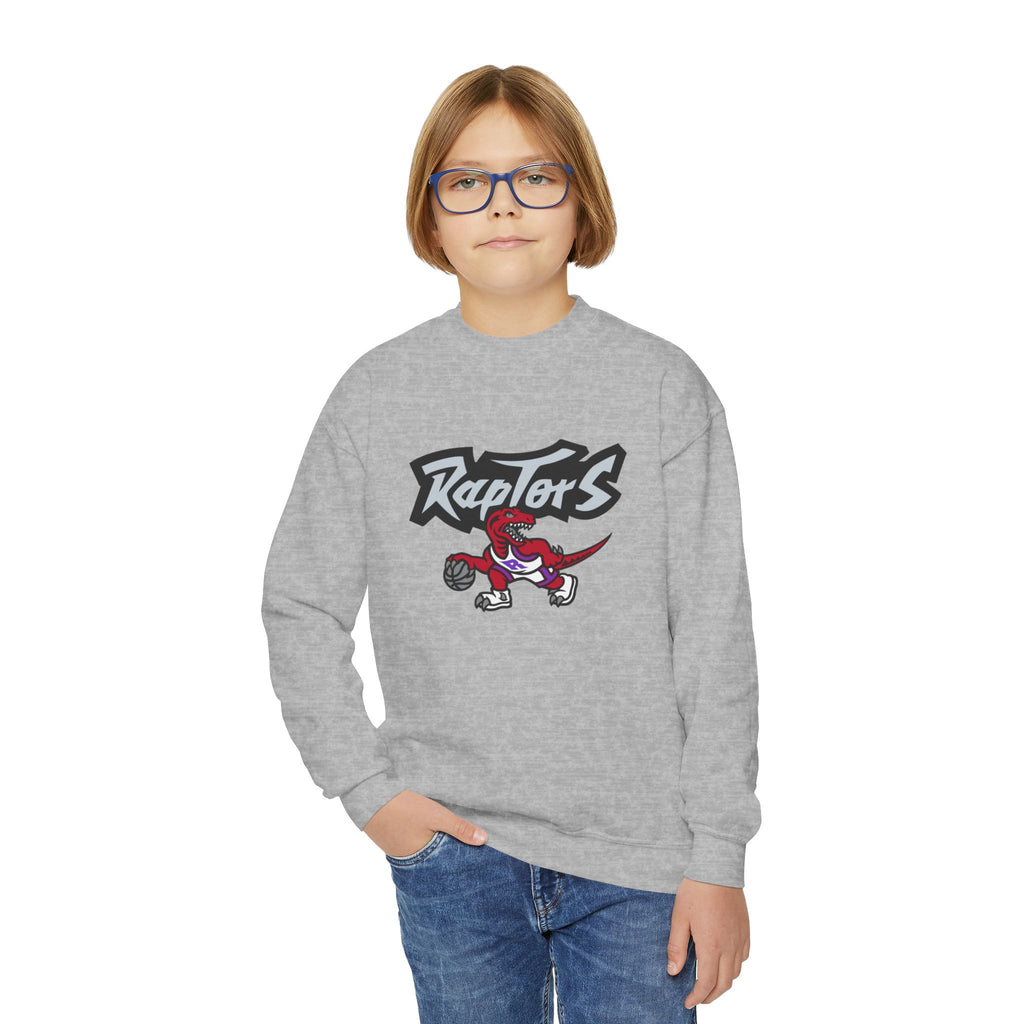 Raptors Youth Crewneck Sweatshirt — Kids Basketball Team Logo Pullover