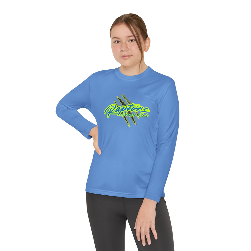 Youth Long Sleeve Tee - "Raptors Club" Neon Script with Claw Marks
