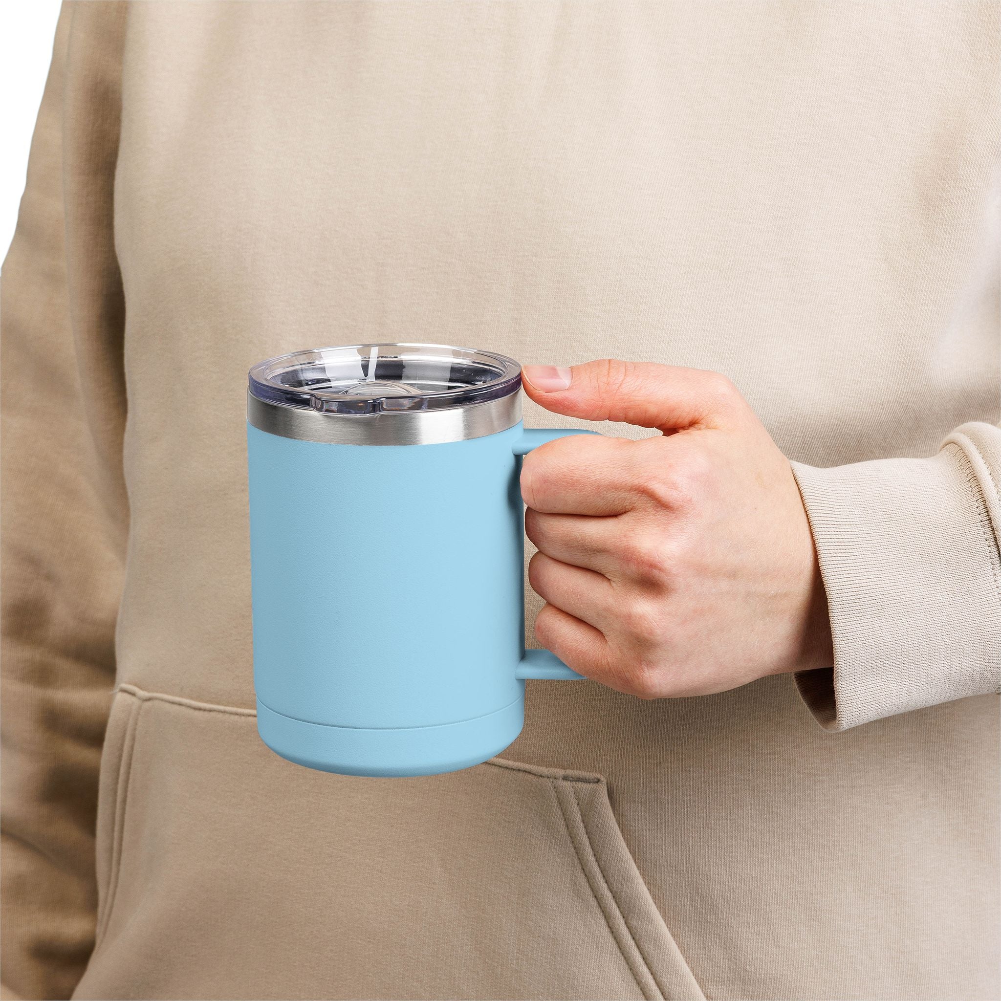 15oz Insulated Travel Mug Tumbler with Neon Palm Design