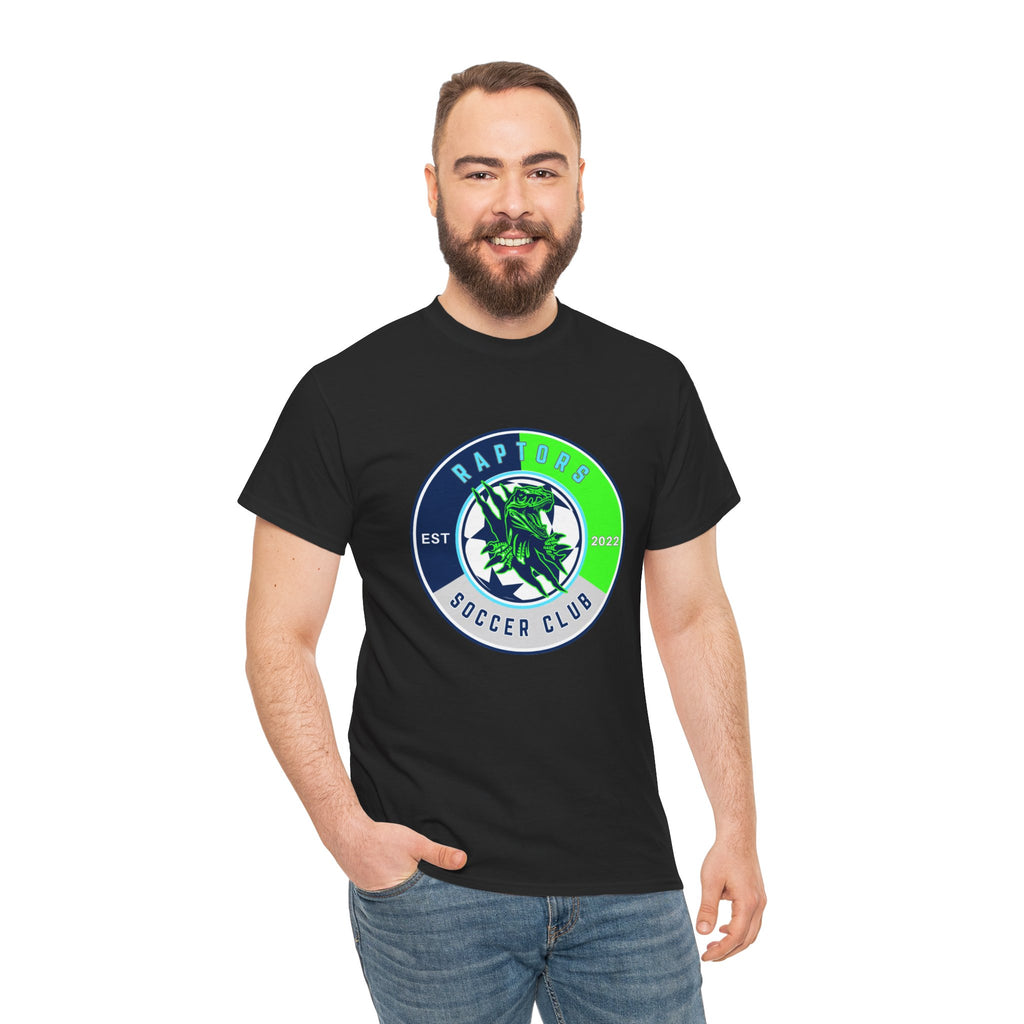 Raptors Soccer Club Logo Tee — Est. 2027 Neon Green & Blue