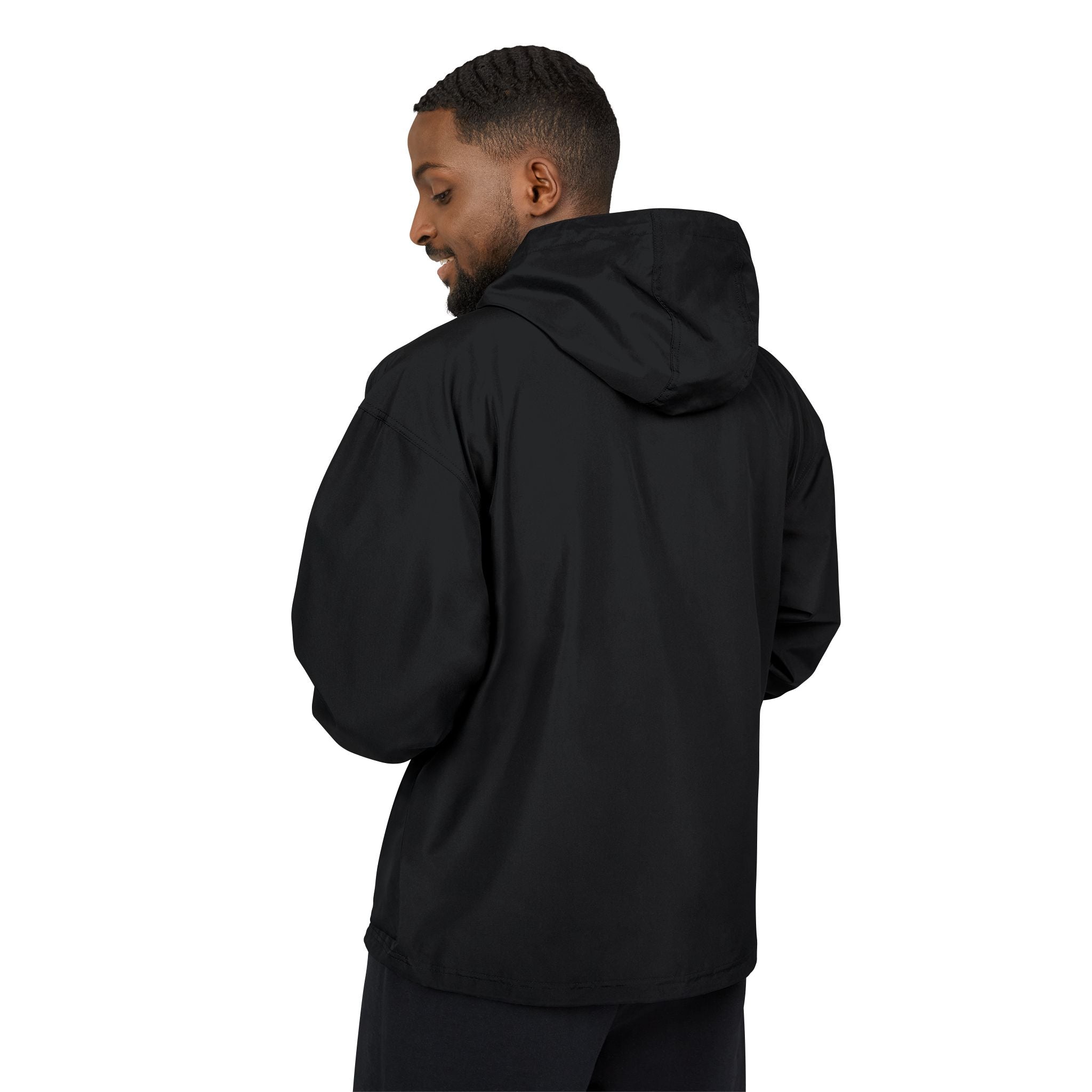 Light Blue Packable Anorak Jacket with Floral Globe Patch — Champion Windbreaker
