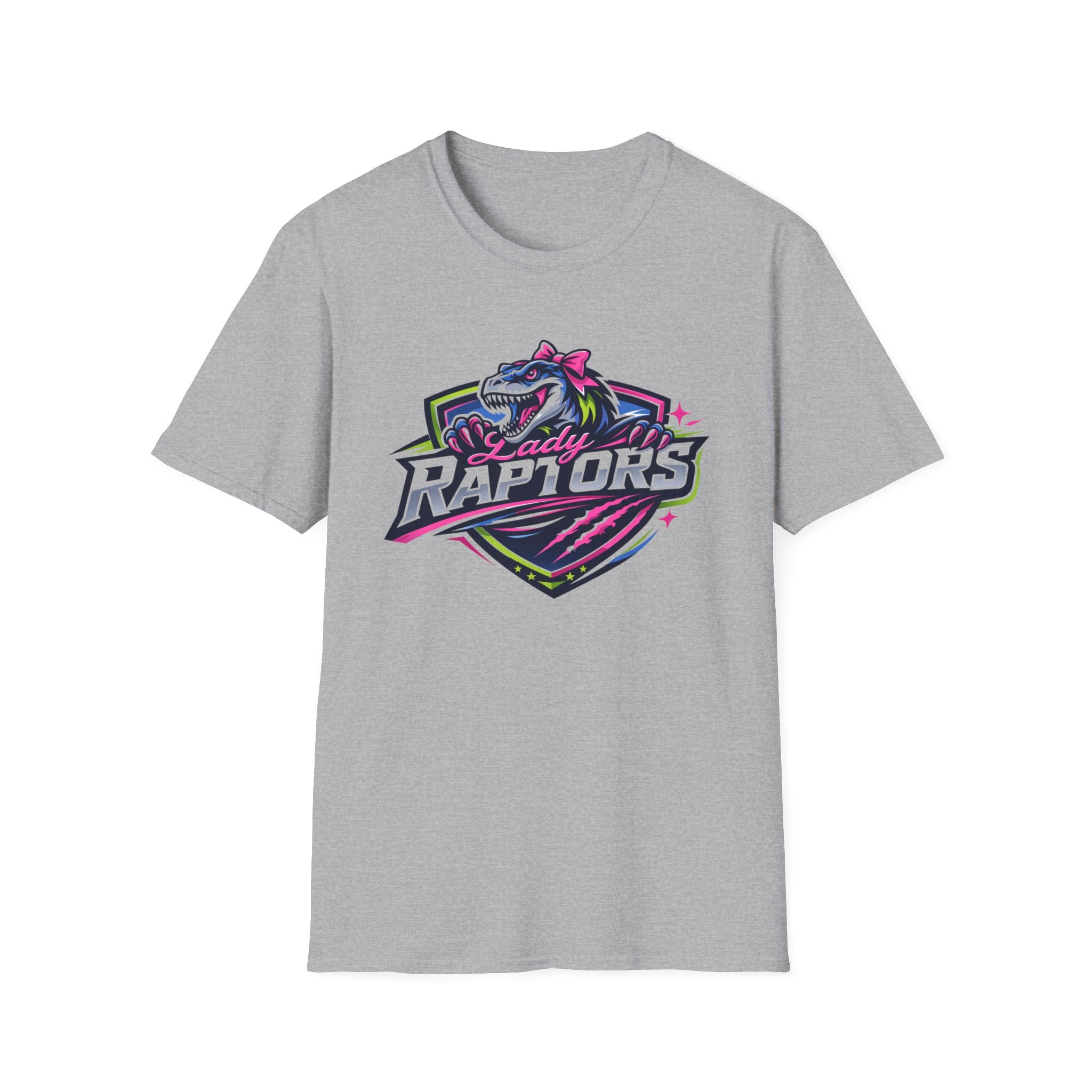 LADY Raptors Mascot T‑Shirt — Bold Neon Sports Logo Tee