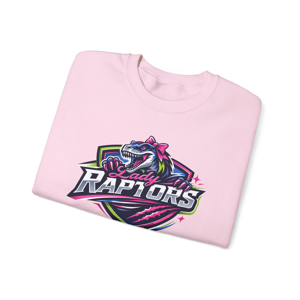 Lady Raptors Crewneck Sweatshirt — Neon Dinosaur Sports Logo