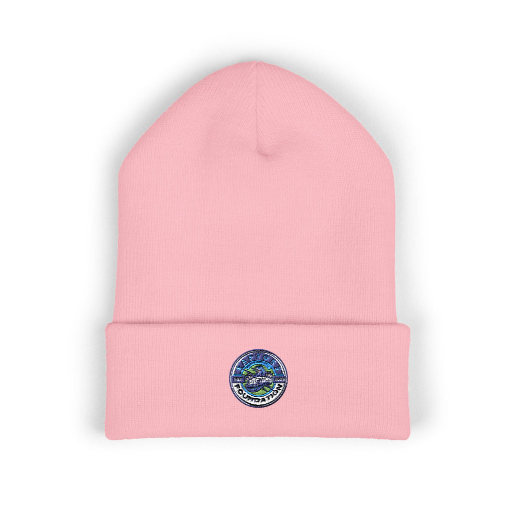 Embroidered Earth Cuffed Beanie — Eco Globe Patch Winter Hat