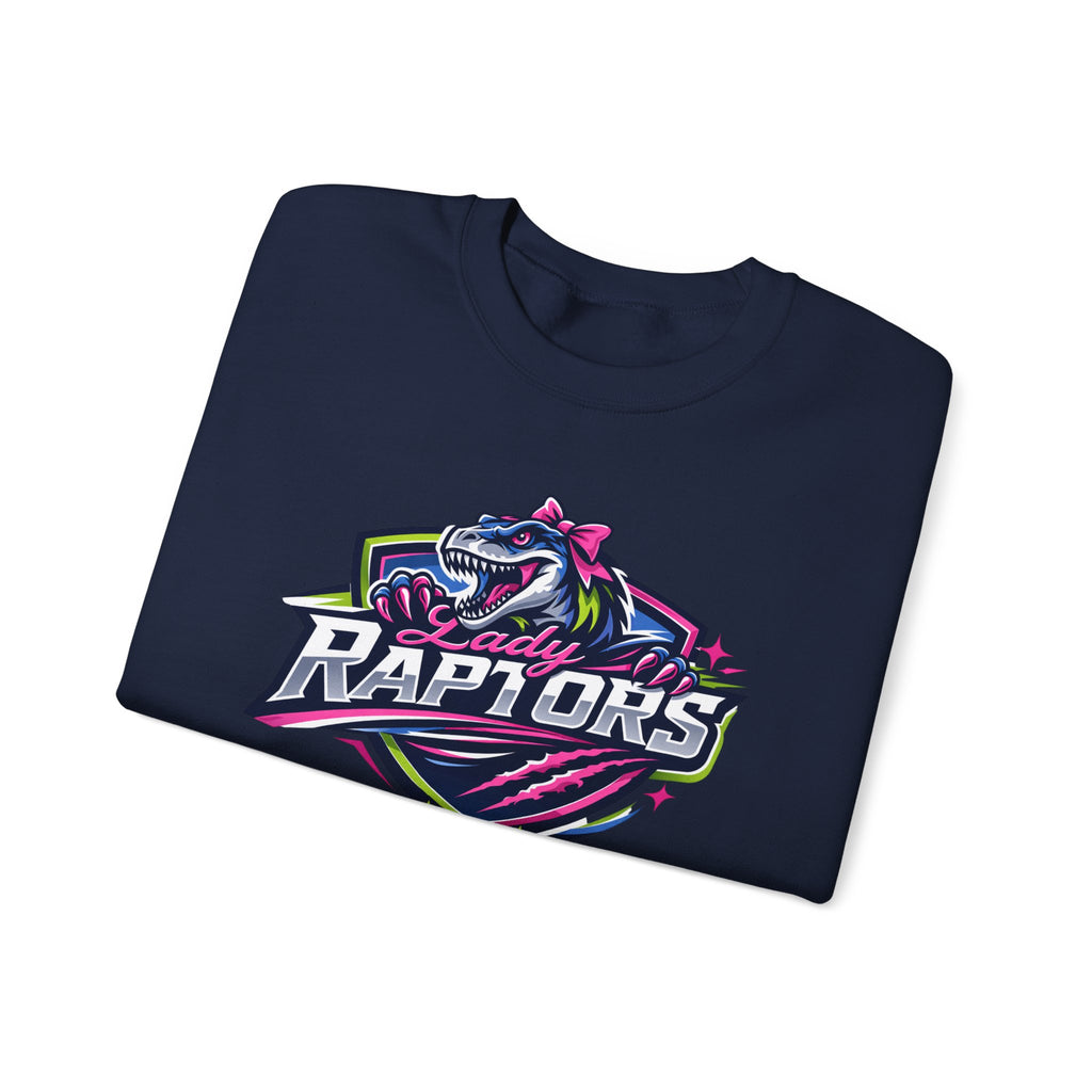 Lady Raptors Crewneck Sweatshirt — Neon Dinosaur Sports Logo