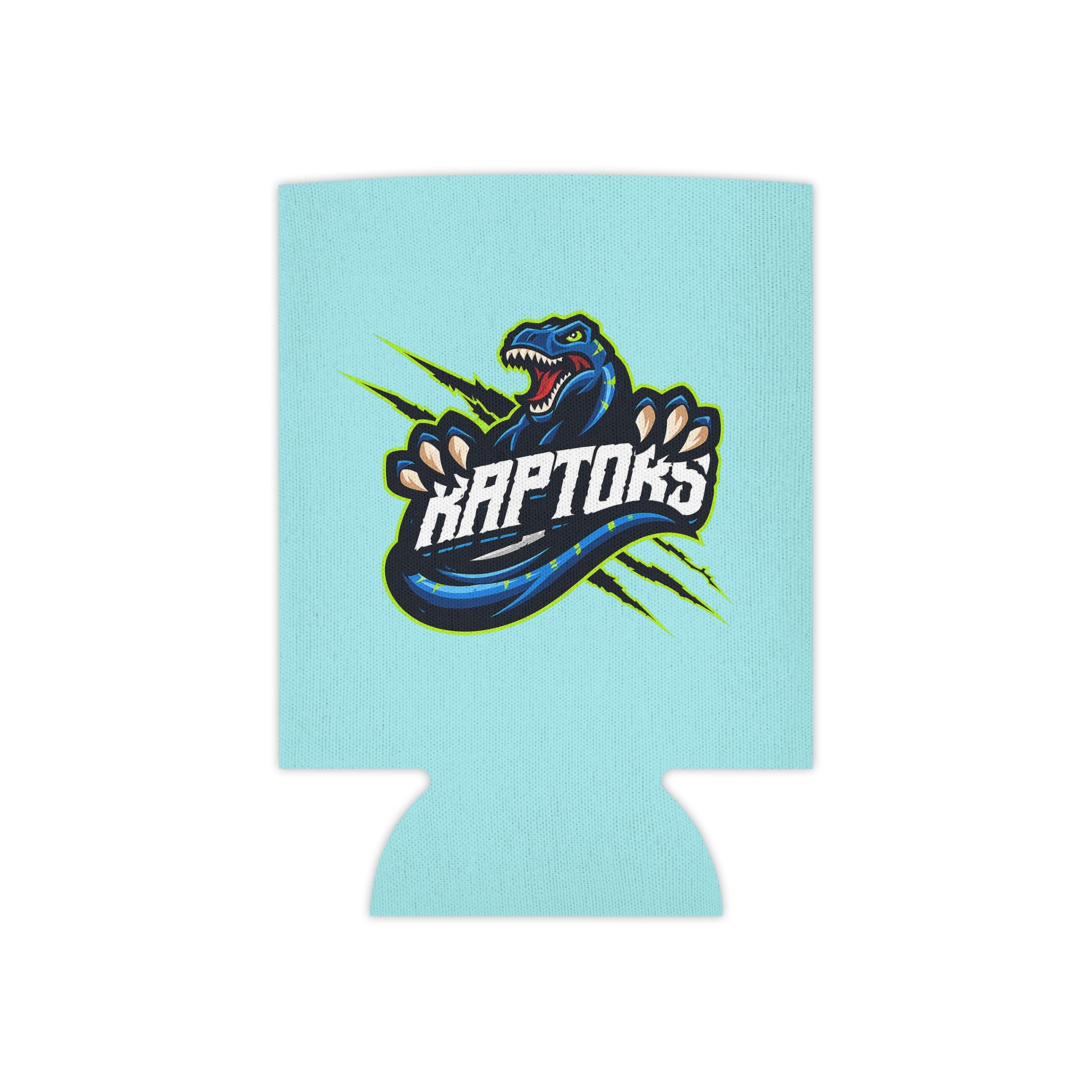 Raptors Can Cooler – Faith. Family. Raptors. Neon Dino Drink Koozie