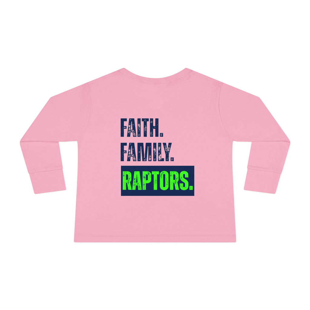 Toddler Long Sleeve Tee - 'Faith. Family. Raptors.' Kids Crewneck