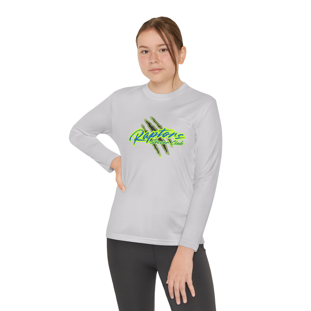 Youth Long Sleeve Tee - "Raptors Club" Neon Script with Claw Marks