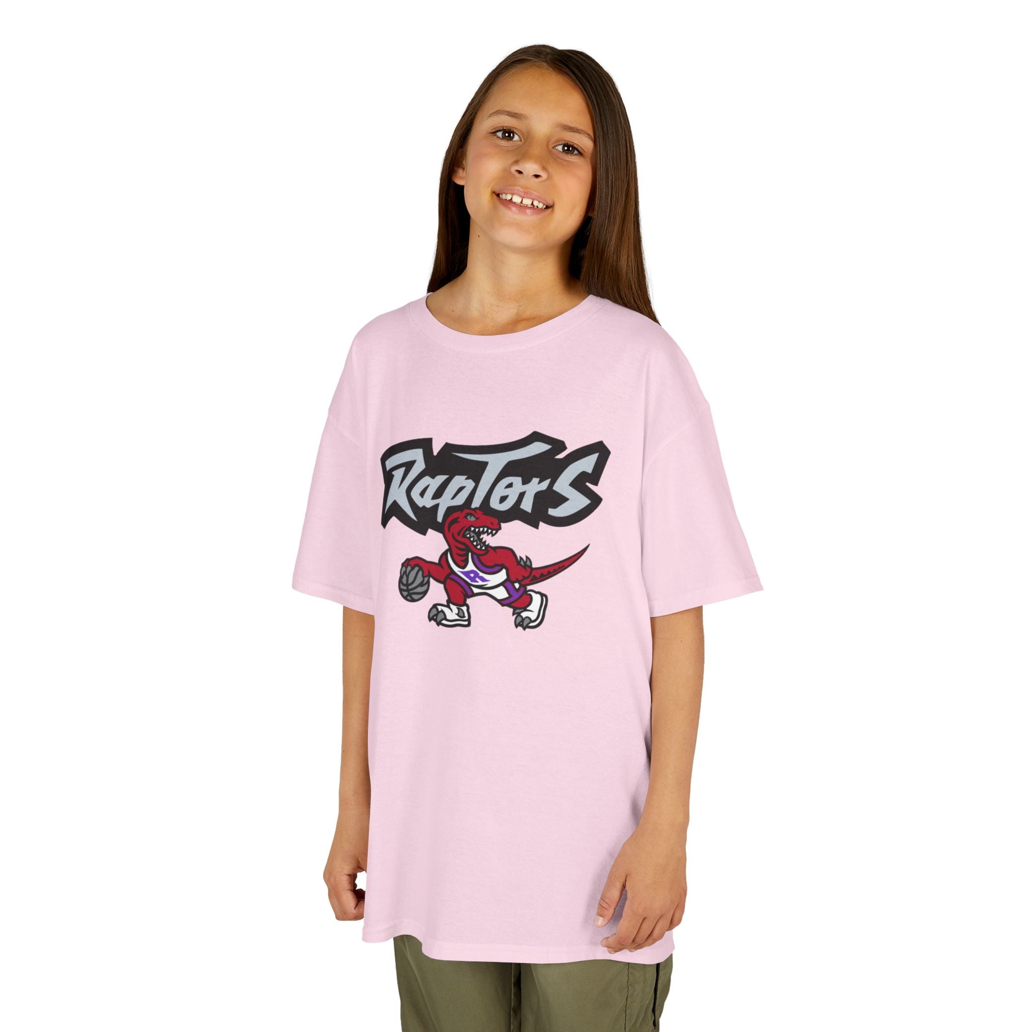Kids Raptors Basketball T‑Shirt — Youth Dino Mascot Sport Tee