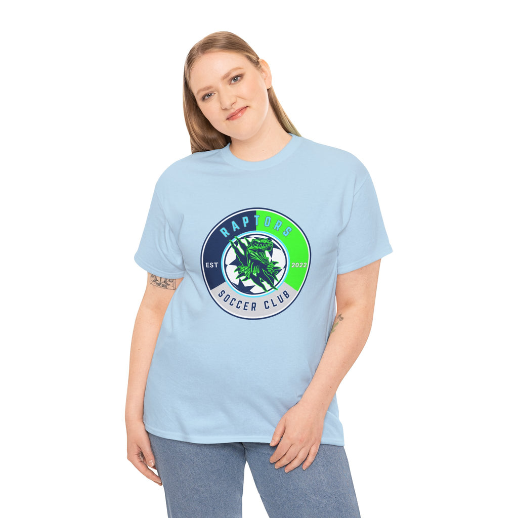 Raptors Soccer Club Logo Tee — Est. 2027 Neon Green & Blue