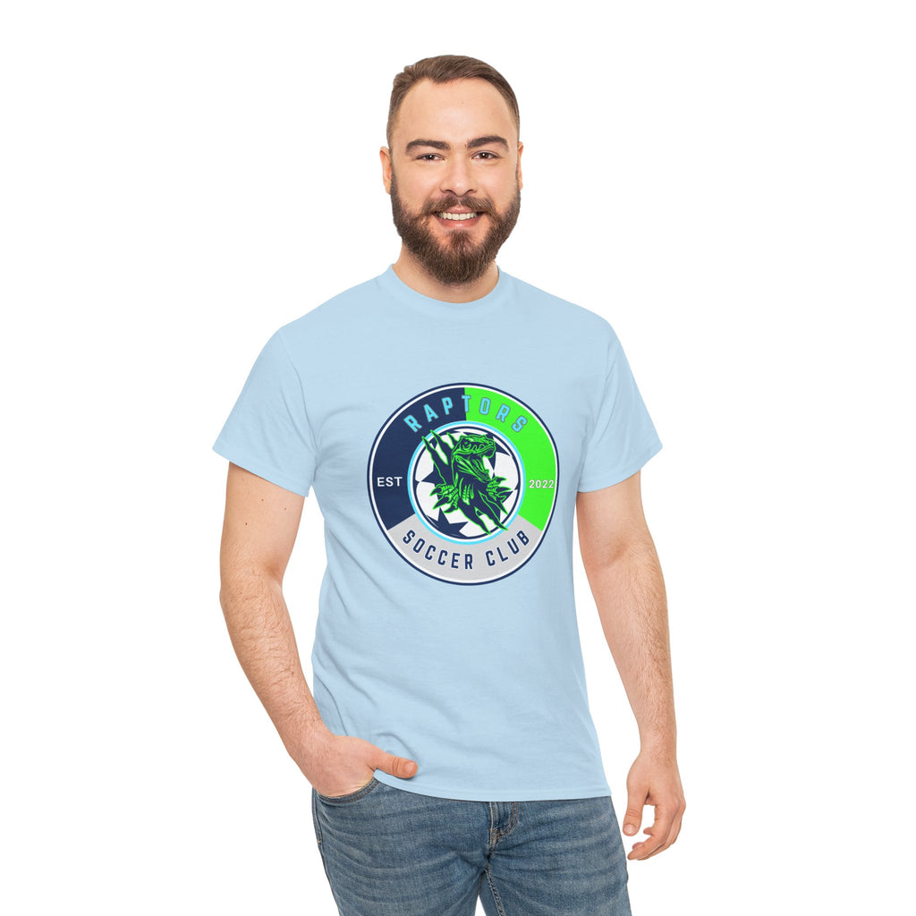 Raptors Soccer Club Logo Tee — Est. 2027 Neon Green & Blue