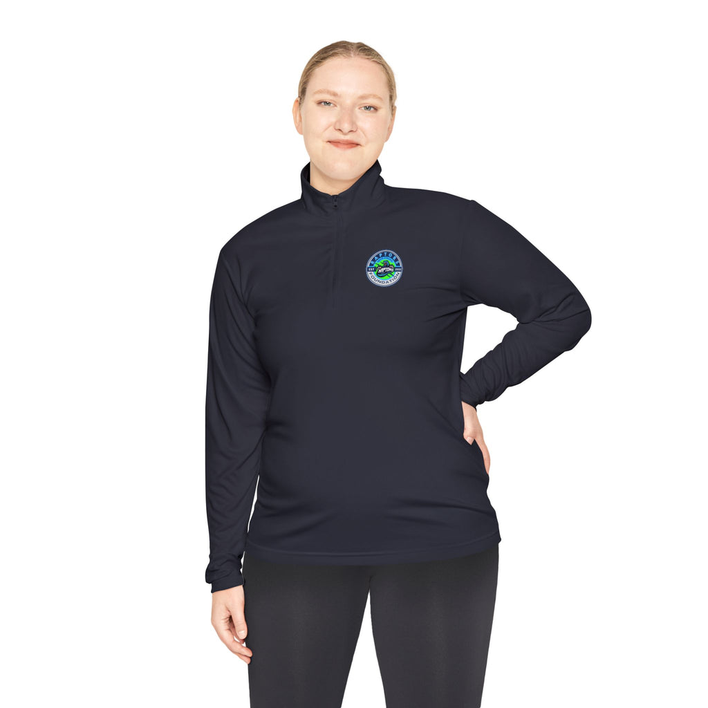 Quarter-Zip Pullover with Coastal Wave Emblem - Lightweight Outdoor Pullover