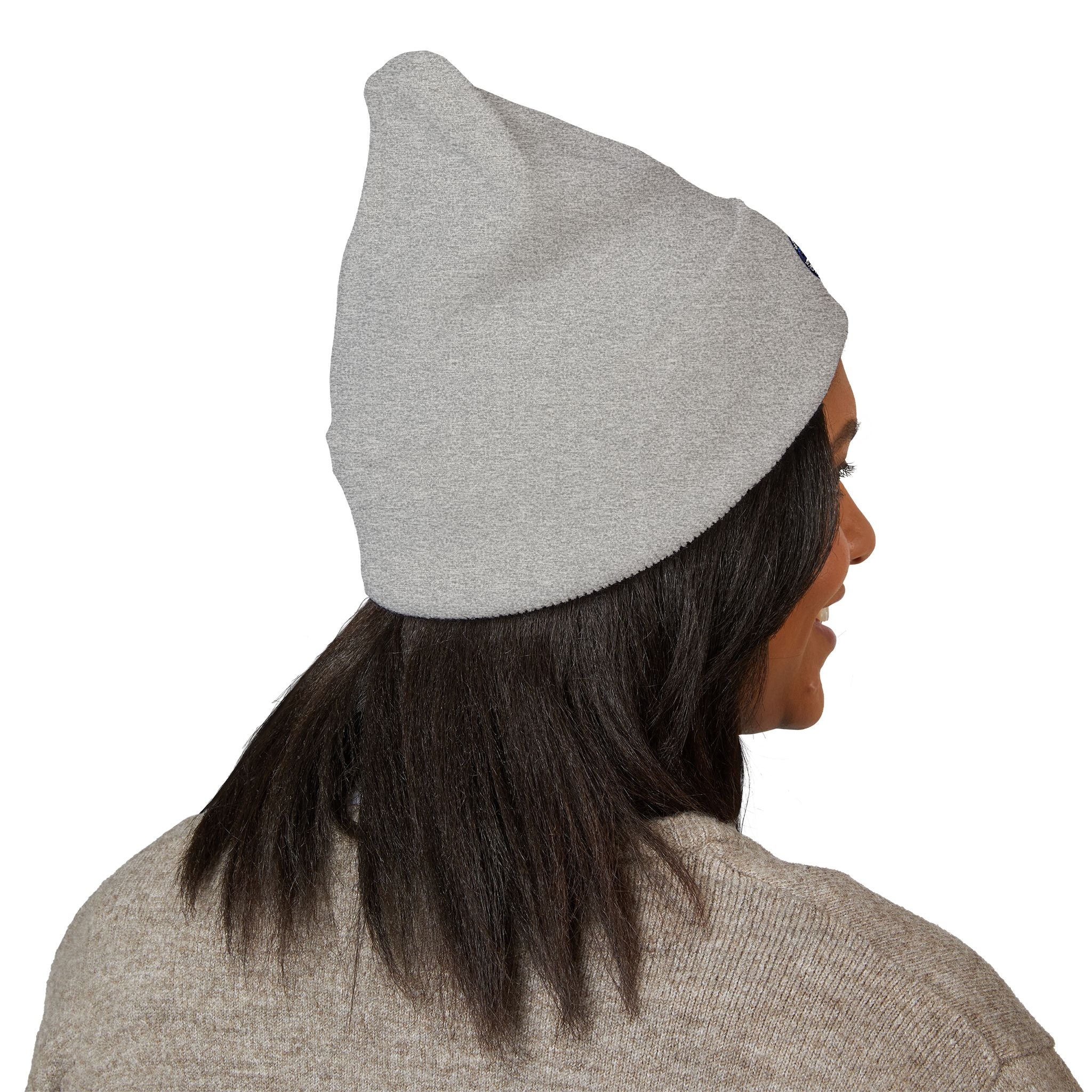 Embroidered Earth Cuffed Beanie — Eco Globe Patch Winter Hat