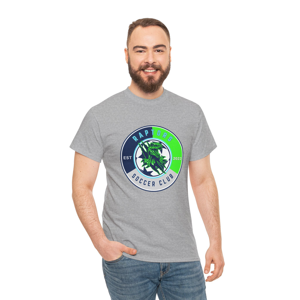 Raptors Soccer Club Logo Tee — Est. 2027 Neon Green & Blue