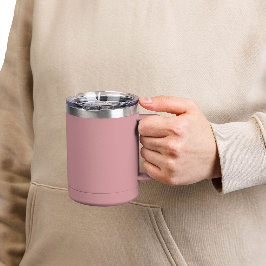 15oz Insulated Travel Mug Tumbler with Neon Palm Design