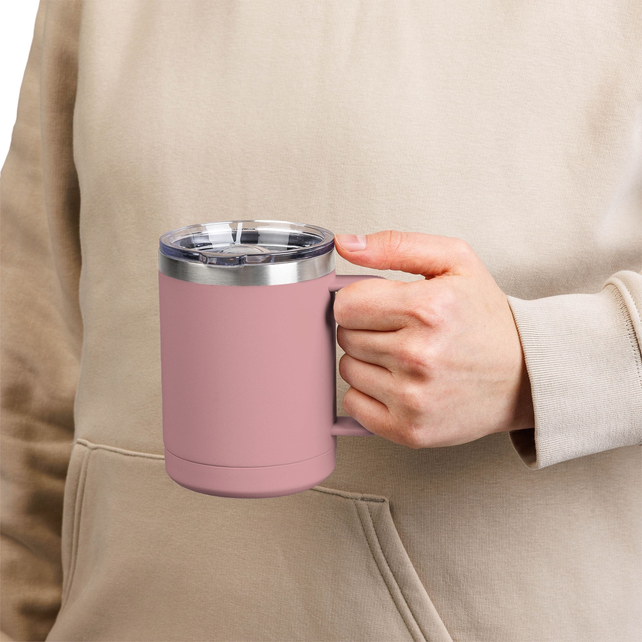 15oz Insulated Travel Mug Tumbler with Neon Palm Design