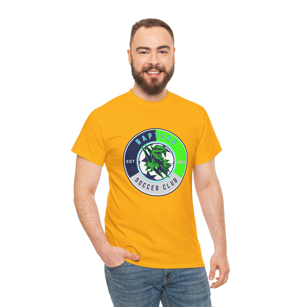 Raptors Soccer Club Logo Tee — Est. 2027 Neon Green & Blue