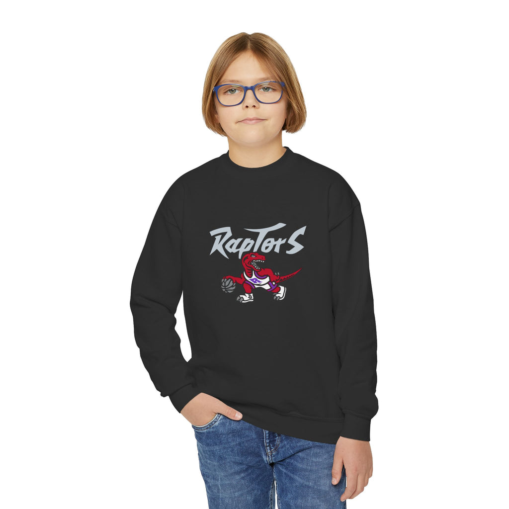 Raptors Youth Crewneck Sweatshirt — Kids Basketball Team Logo Pullover