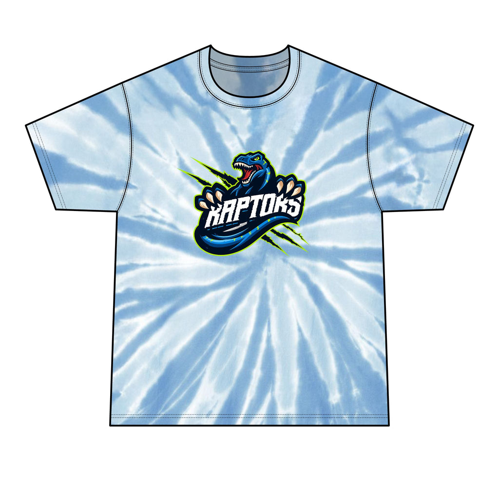 Raptors Tie-Dye T‑Shirt — Mens Black Spiral Logo Tee