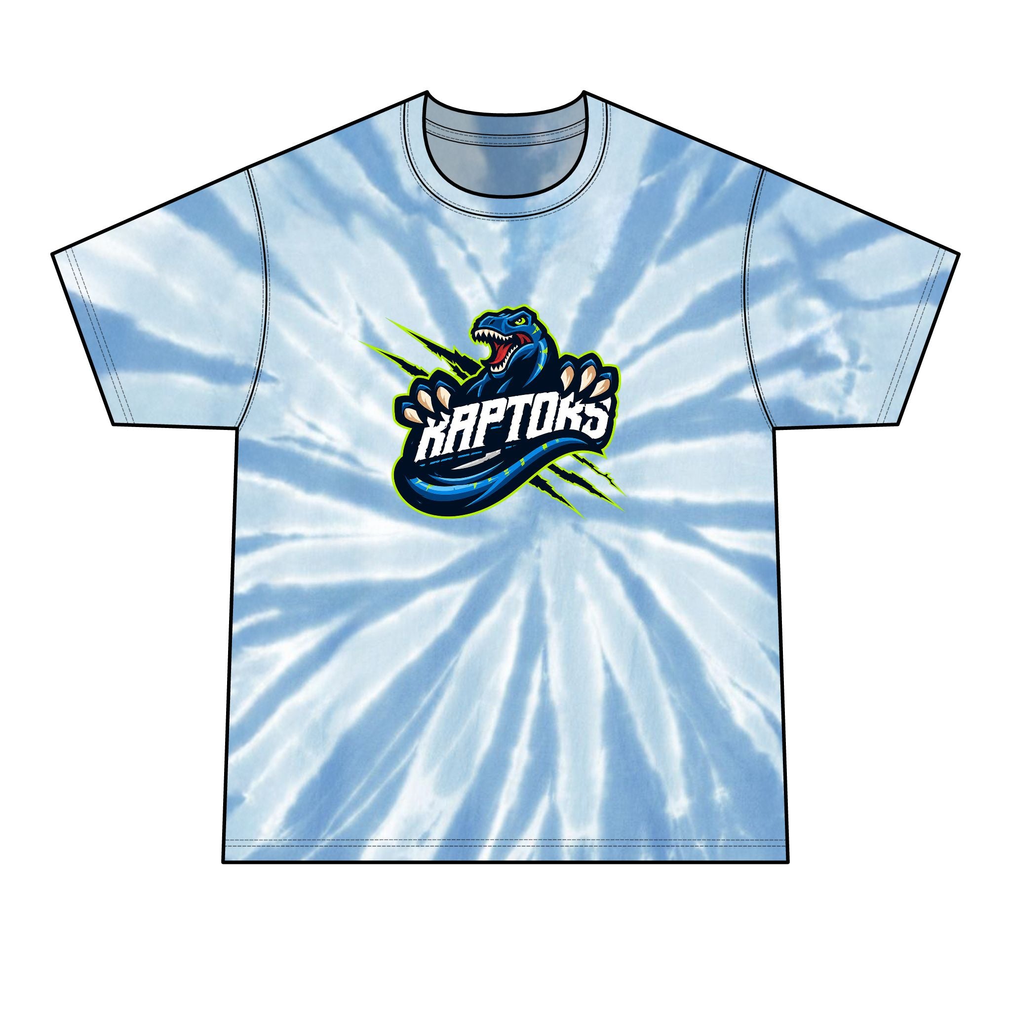 Raptors Tie-Dye T‑Shirt — Mens Black Spiral Logo Tee