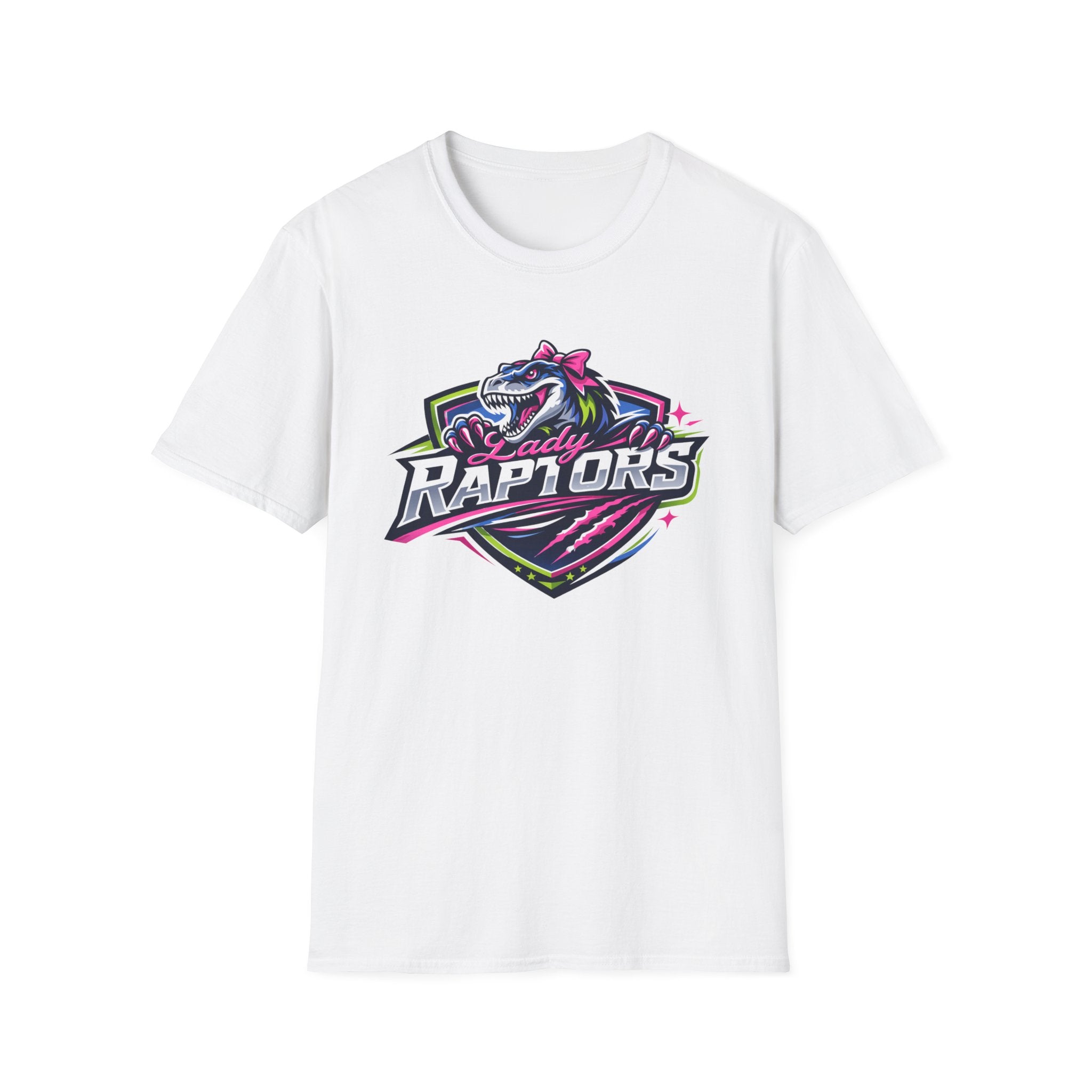 LADY Raptors Mascot T‑Shirt — Bold Neon Sports Logo Tee
