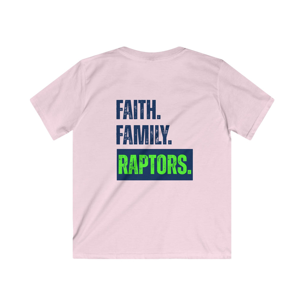 Kids T-Shirt — "Faith. Family. Raptors." Youth Team Spirit Tee