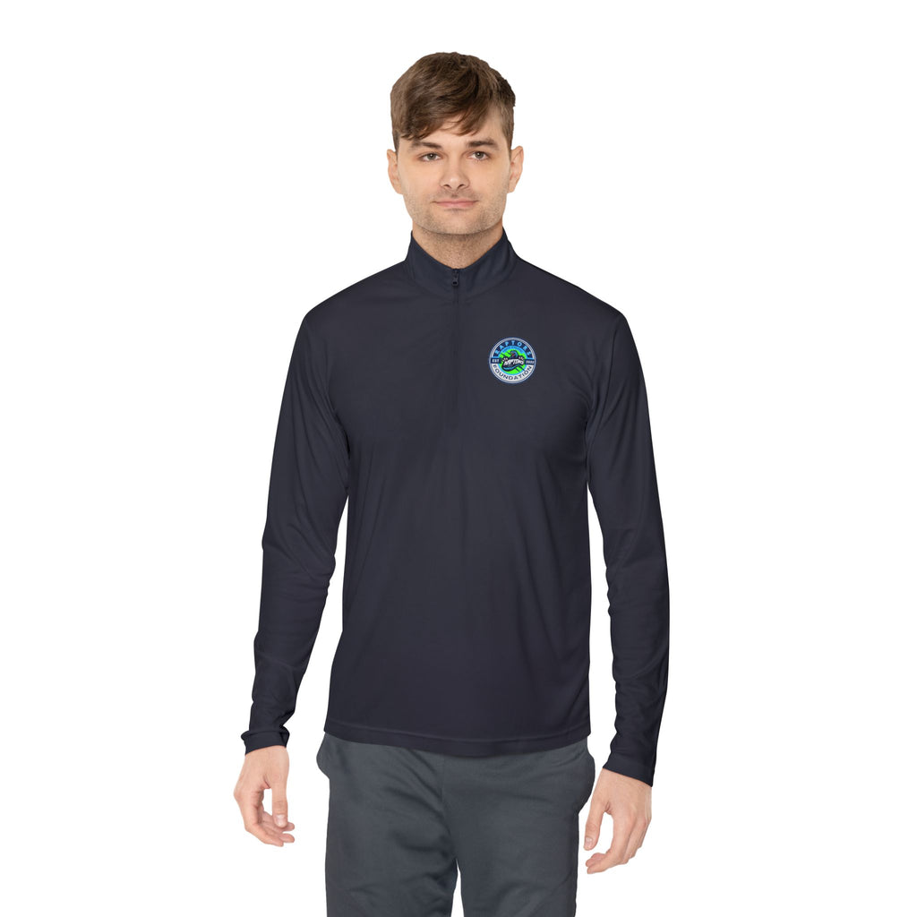 Quarter-Zip Pullover with Coastal Wave Emblem - Lightweight Outdoor Pullover