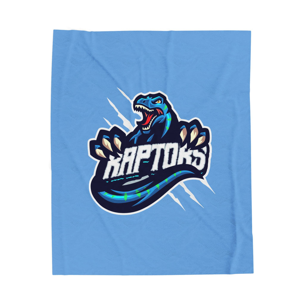 Raptors Velveteen Plush Blanket – Soft Blue Dinosaur Sports Throw