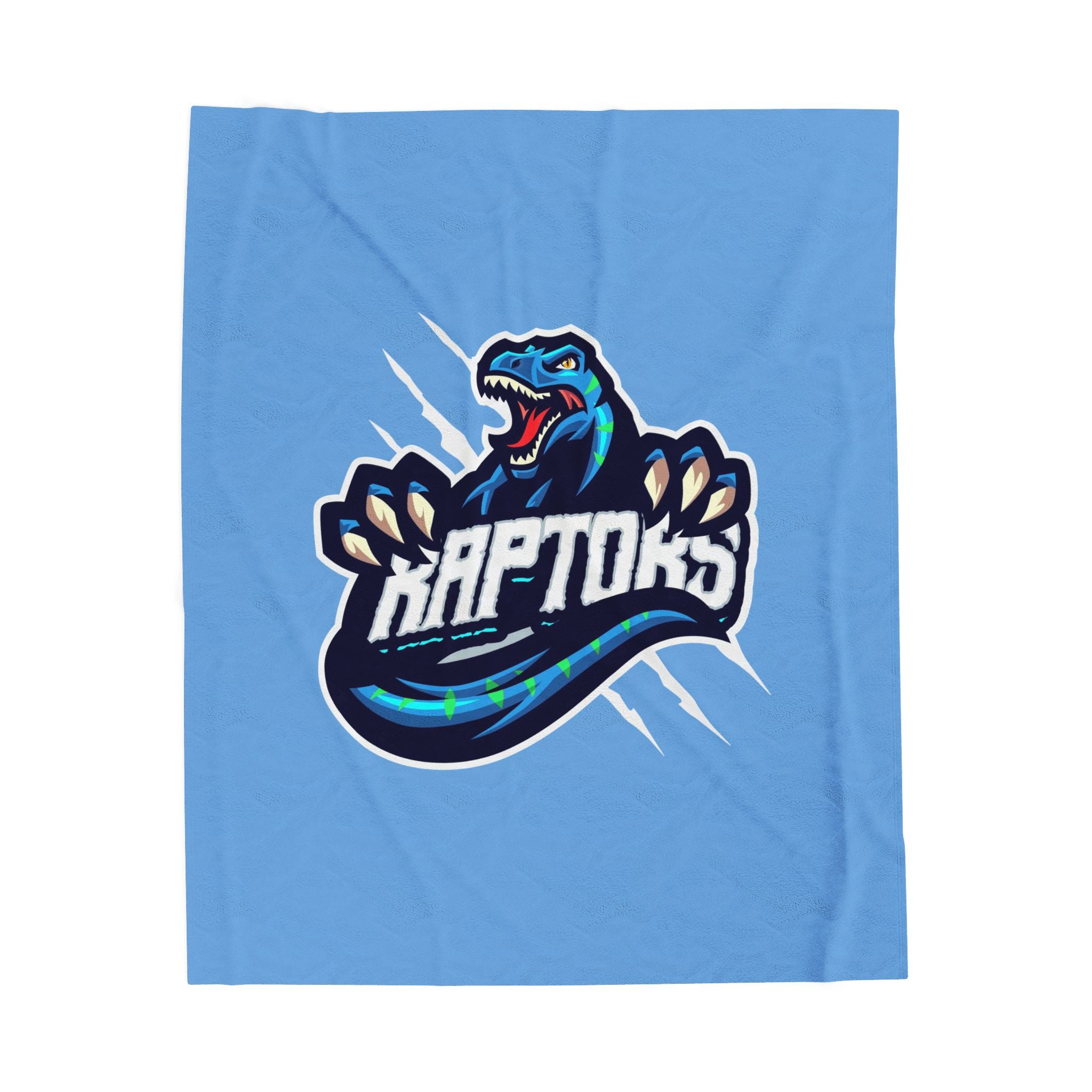 Raptors Velveteen Plush Blanket – Soft Blue Dinosaur Sports Throw