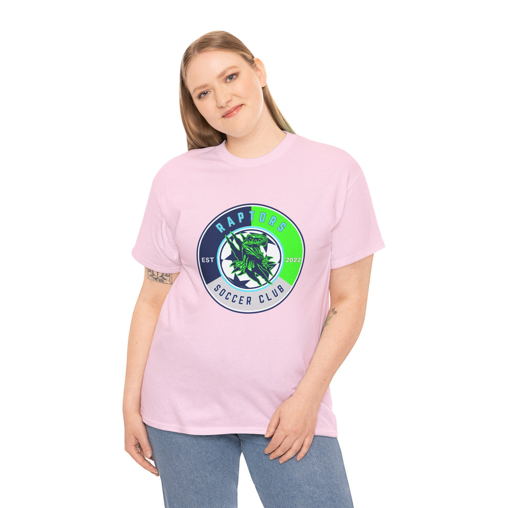 Raptors Soccer Club Logo Tee — Est. 2027 Neon Green & Blue