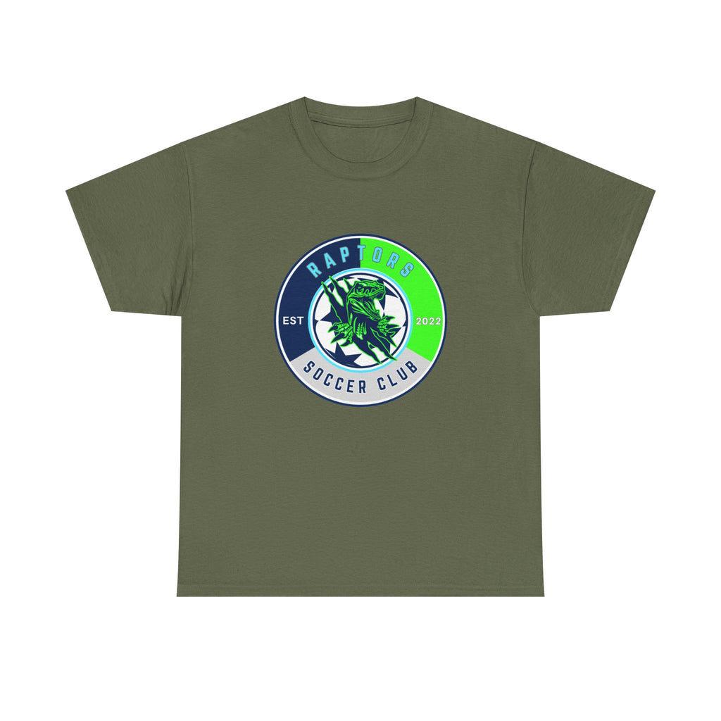 Raptors Soccer Club Logo Tee — Est. 2027 Neon Green & Blue
