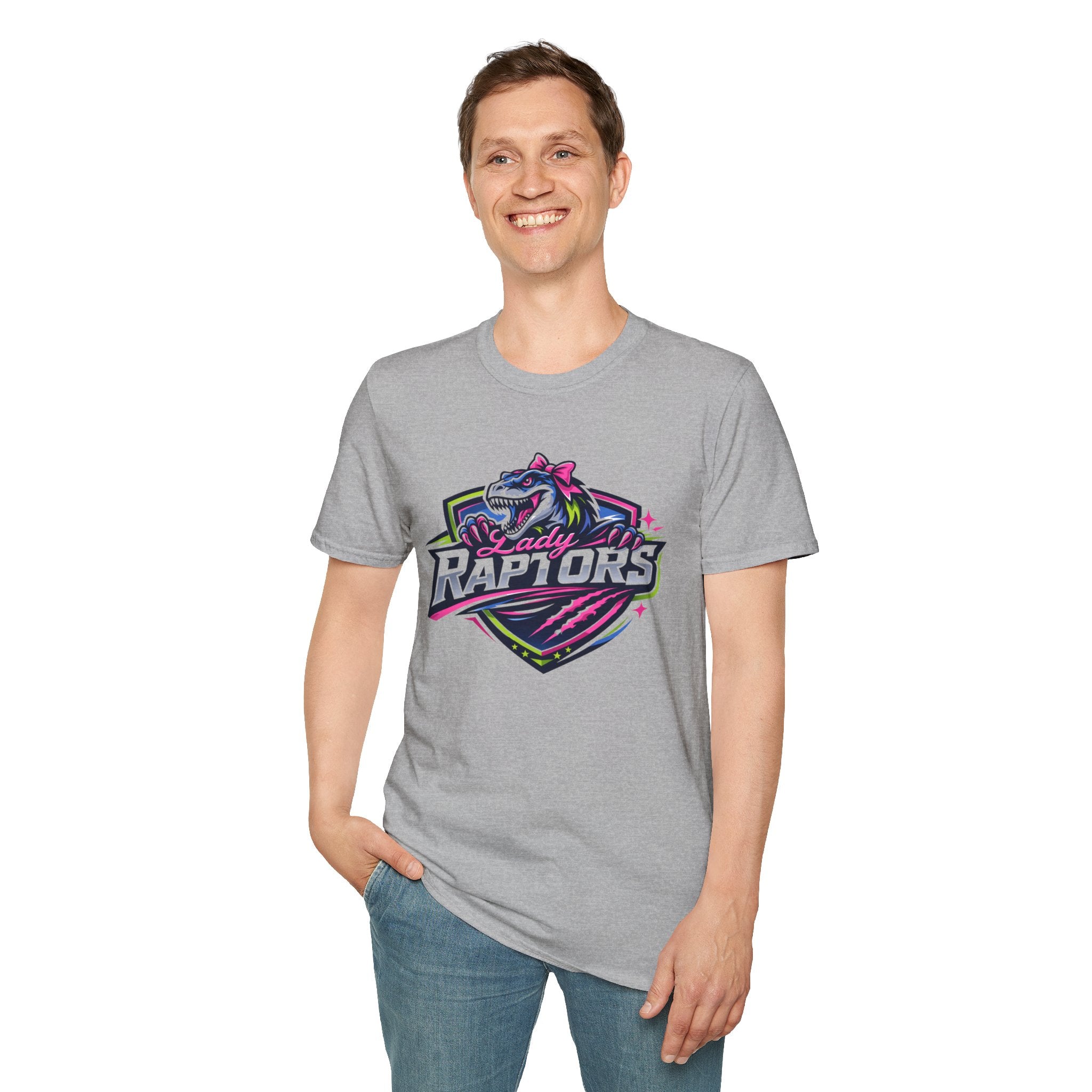 LADY Raptors Mascot T‑Shirt — Bold Neon Sports Logo Tee