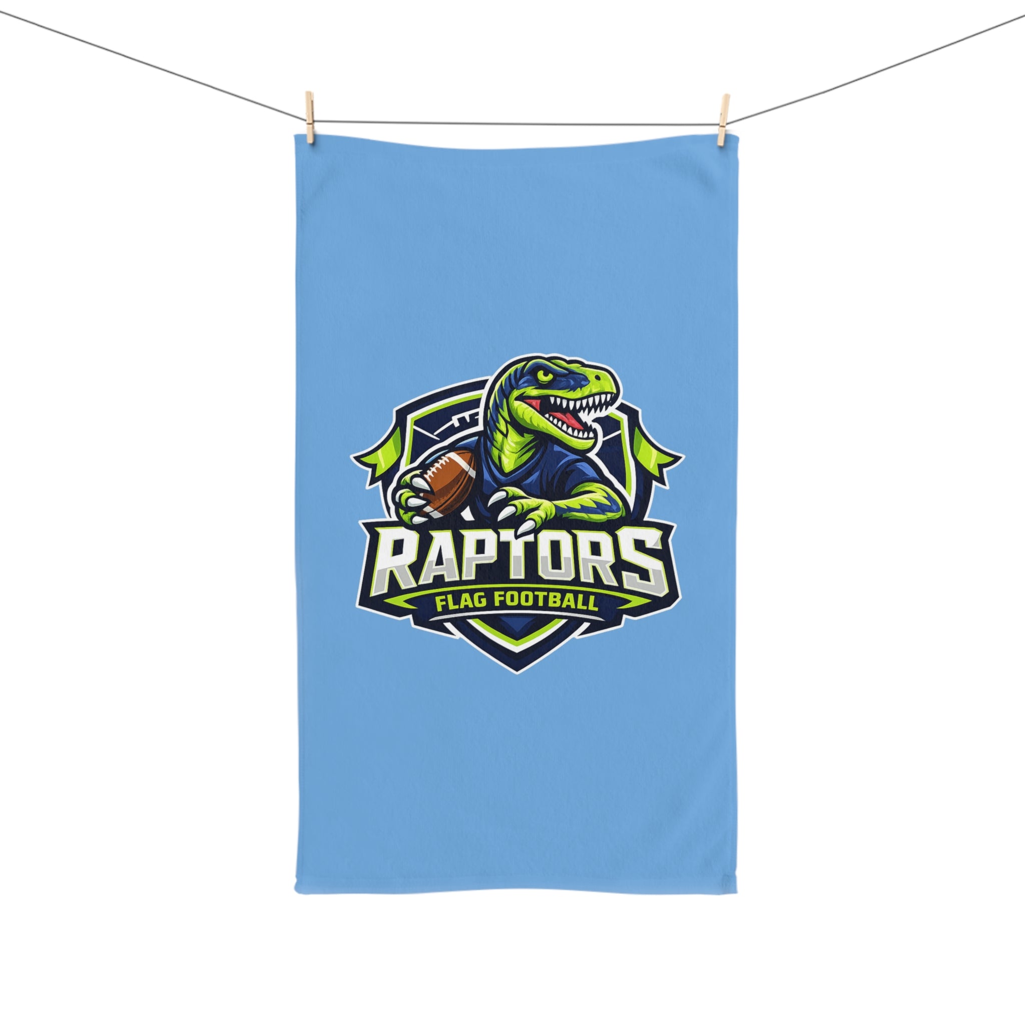 Raptors Flag Football Hand Towel – Dino Mascot Sports Team Towel