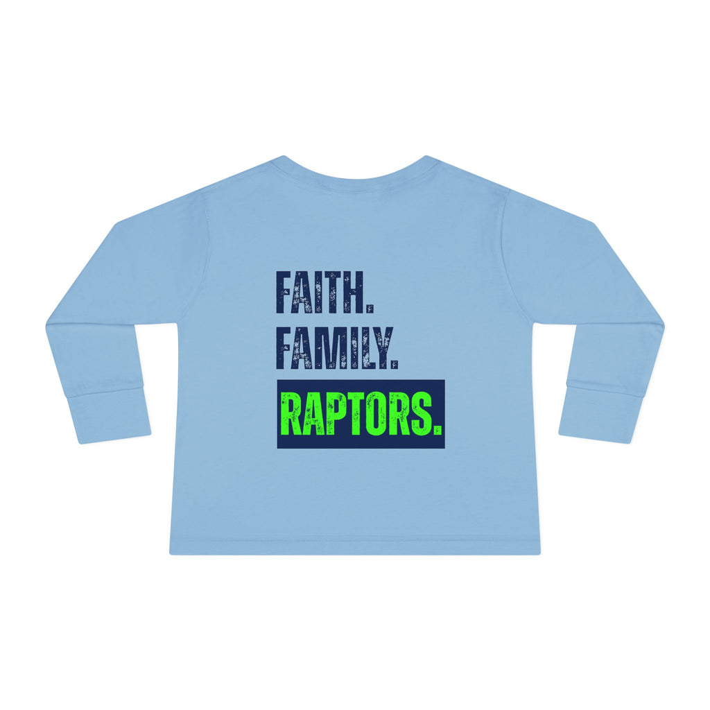 Toddler Long Sleeve Tee - 'Faith. Family. Raptors.' Kids Crewneck