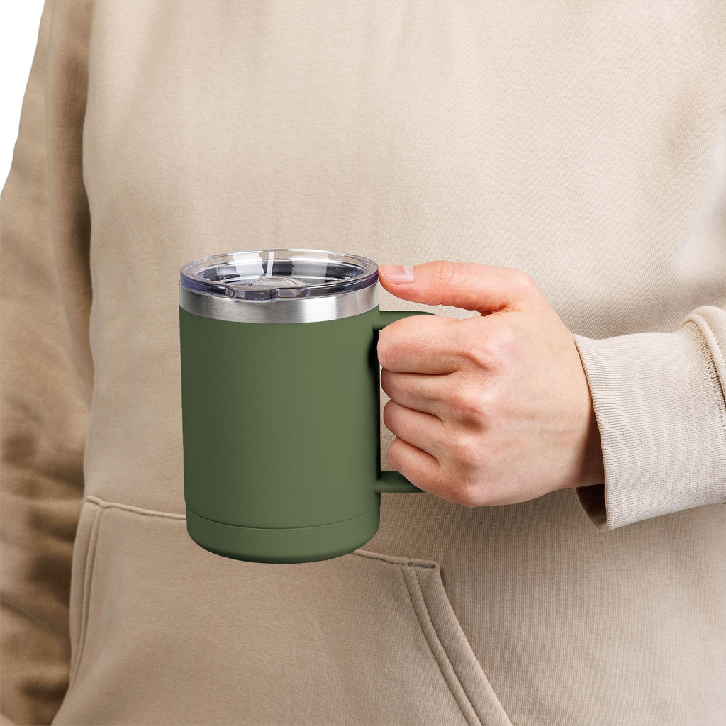 15oz Insulated Travel Mug Tumbler with Neon Palm Design